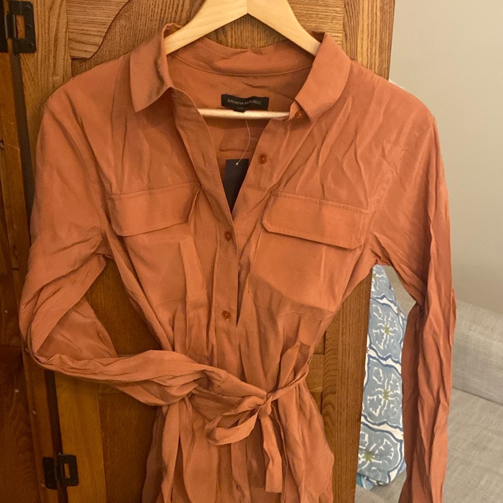 Belted Utility High-low Shirt Banana Republic